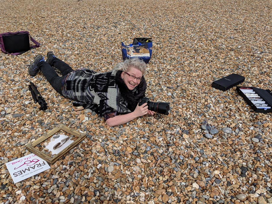 Katariina Jarvinen on a photo shoot on Brighton beach - behind the scenes